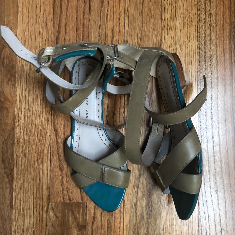 Marc by Marc Jacobs Olive and Teal sandals